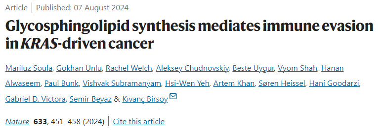 糖鞘脂合成介導(dǎo)KRAS驅(qū)動(dòng)的癌癥免疫逃避