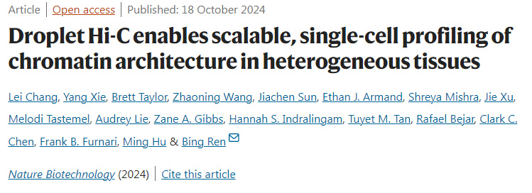 Droplet Hi-C能夠?qū)Ξ愘|(zhì)組織中的染色質(zhì)結(jié)構(gòu)進(jìn)行可擴(kuò)展的單細(xì)胞分析