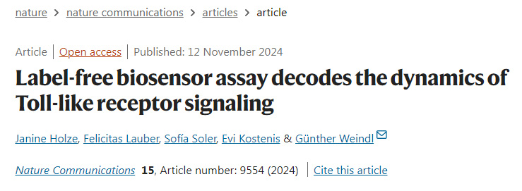 無標(biāo)記生物傳感器分析解碼Toll樣受體信號傳導(dǎo)的動力學(xué)