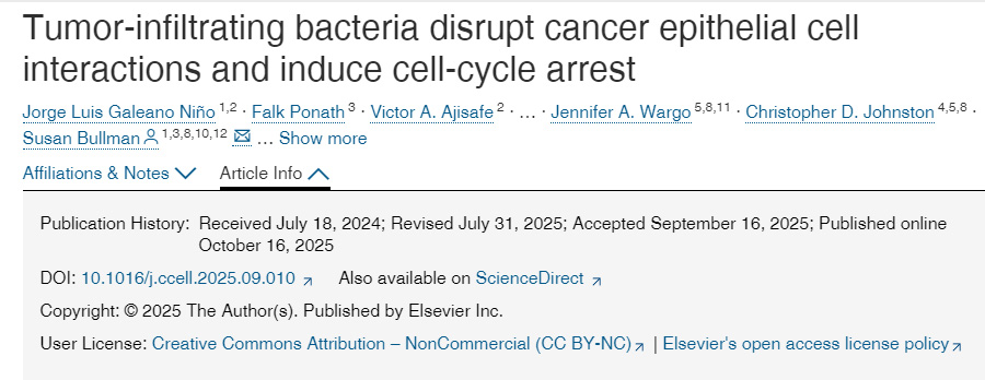 腫瘤浸潤(rùn)細(xì)菌破壞癌細(xì)胞間上皮相互作用并誘導(dǎo)細(xì)胞周期阻滯