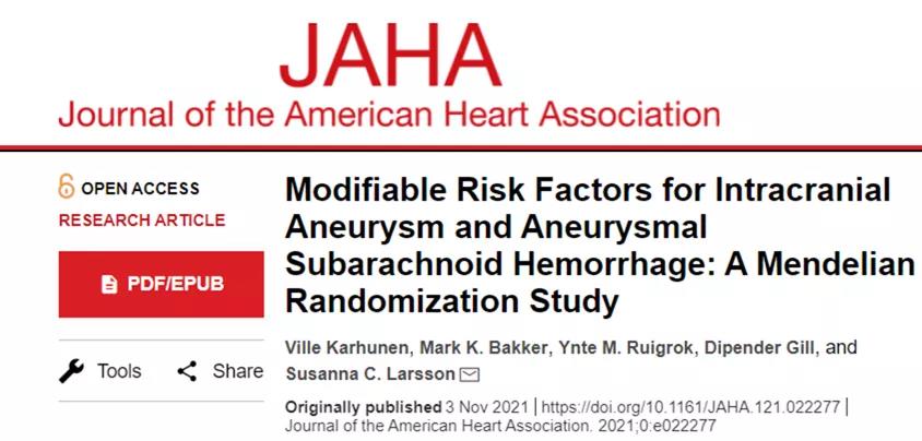 《Science》子刊：發(fā)現(xiàn)失眠是致命性腦動脈瘤破裂的潛在危險(xiǎn)因素