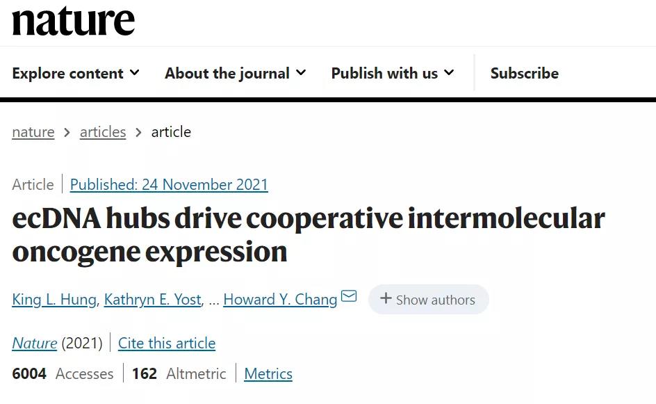 打開抗癌新思路！Nature：ecDNA“抱團行動”促使癌基因表達擴增