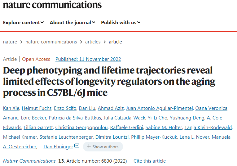 通過小鼠測試，發(fā)現(xiàn)三種抗衰老療法對衰老的假定影響基本上無效