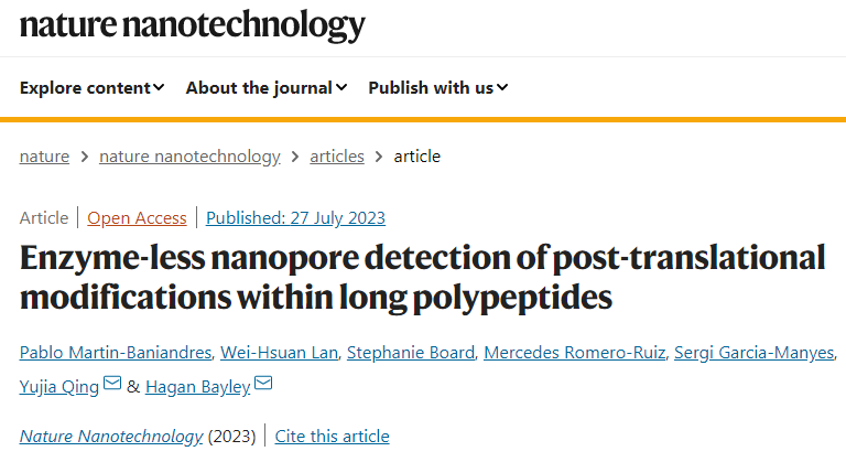 新型納米孔測序方法通過監(jiān)測線性化蛋白質(zhì)流過納米孔時產(chǎn)生的細(xì)微離子電流來檢測翻譯后修飾