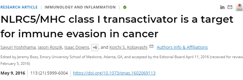 NLRC5/MHC I類反式激活劑是癌癥免疫逃避的靶點(diǎn)