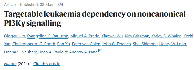 可靶向治療白血病對非經(jīng)典PI3Kγ信號傳導(dǎo)的依賴性